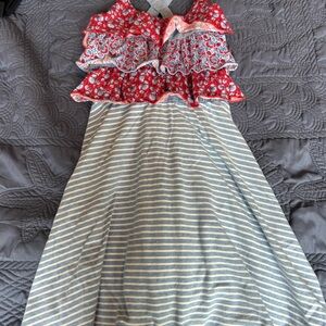 Floral and Striped Kids Dress